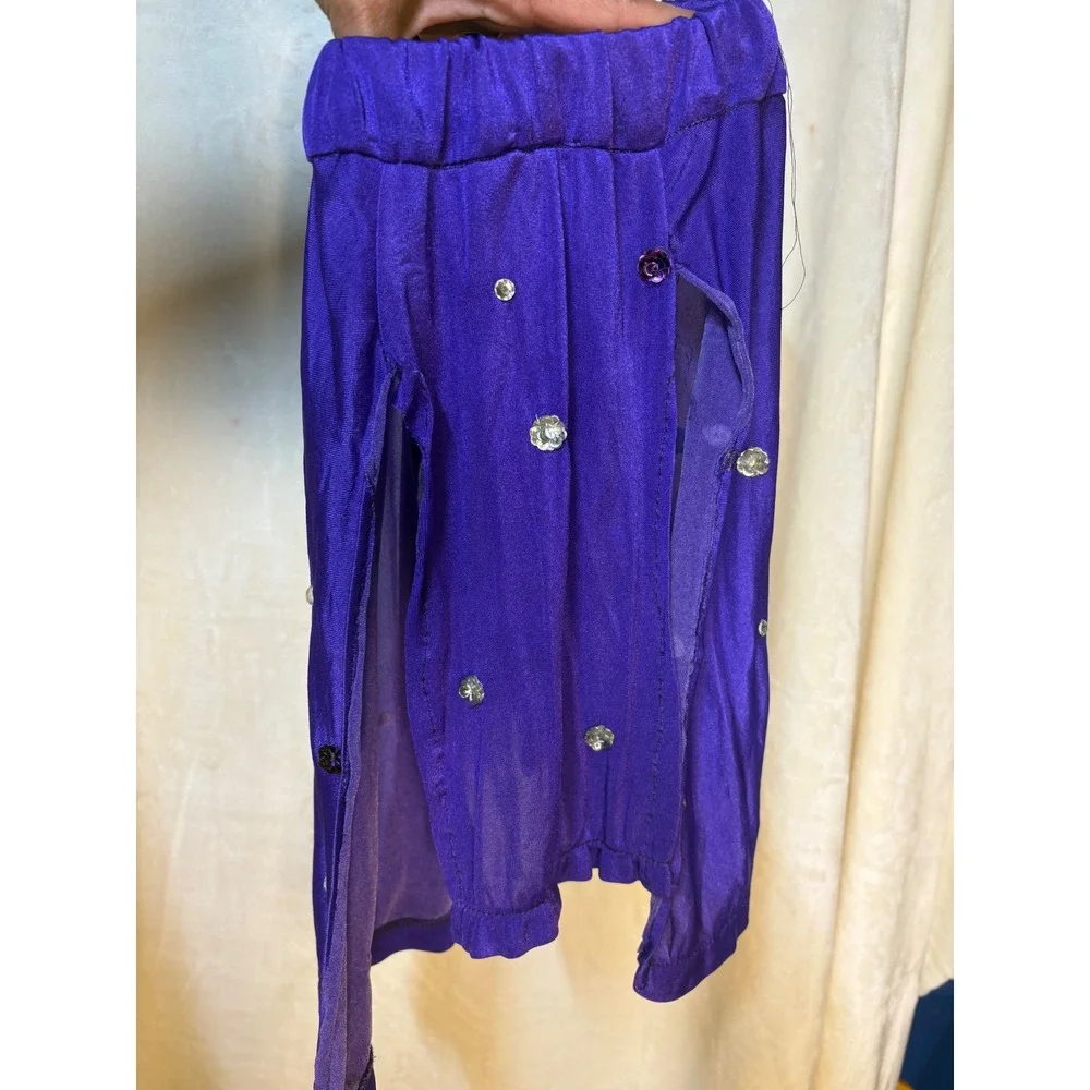 VTG Girls Baton Twirling Leotard Size 12 Rhinestones Purple 70s Handmade